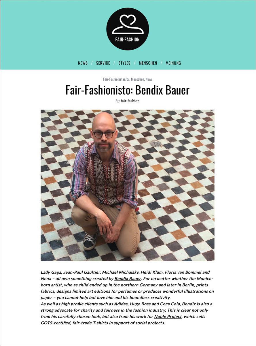 Fair-Fashion.net, Interview Bendix Bauer, November 2016 Fair-Fashion.net, Interview Bendix Bauer, November 2016